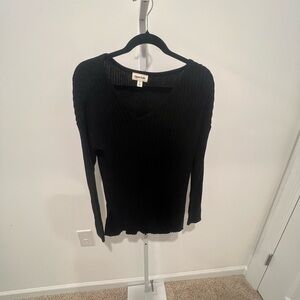 NWOT / Open Edit Women’s sz XS Sweater Black Rib scoop neck